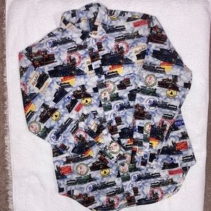 Maxx boxer train engine locomotive button down long sleeve size medium